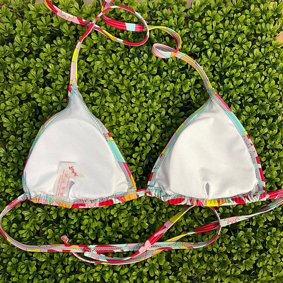 💥 Orange Multicolor Triangle Bikini Top | Size Large - Picture 2 of 5